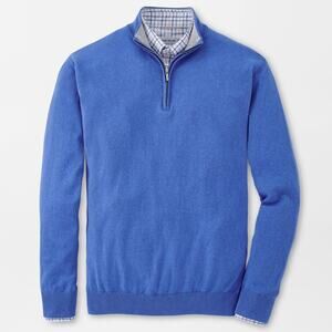 Peter Millar 2XL Crest Quarter-Zip Sweater MS23S25 Maritime Cotton NWT